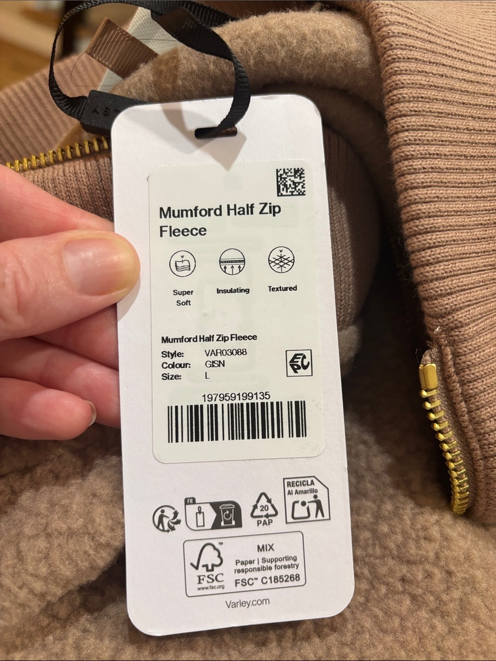 NEW Varley Mumford Half Zip Fleece Gingersnap Large - Picture 3 of 3